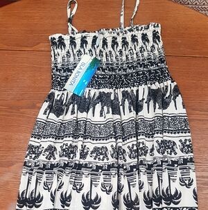 Isla Bonita Black and White Elephant Print Sundress